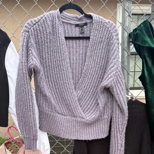 Express Lavender Wrap V-Neck Knit Sweater
